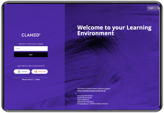 Claned-oppimisalustan käyttäjälisenssi (12 kuukautta)